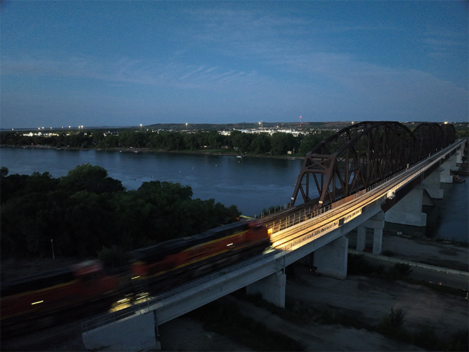 The first train over the new bridge 